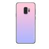 Луксозен стъклен твърд гръб за Samsung Galaxy J4 2018 - преливащ / розово и лилаво