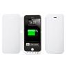 Кожен Flip тефтер / външна батерия / Power Bank за Apple iPhone 6 4.7'' - бял / 3000mAh