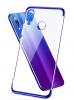 Луксозен силиконов калъф / гръб / TPU за Samsung Galaxy A30 - прозрачен / син кант