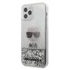 Оригинален гръб 3D Water Case Karl Lagerfeld за Apple iPhone 12 Pro Max 6.7" - сребрист брокат