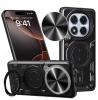 Удароустойчив гръб TPU кейс Slide Camera Case Magnetic Finger Ring Car Holder за Xiaomi Redmi Note 14 Pro - черен