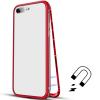 Магнитен калъф Bumper Case 360° FULL за Apple iPhone 7 Plus / iPhone 8 Plus - прозрачен / червена рамка