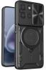 Удароустойчив твърд гръб / Кейс Defender Armor Ring Magnetic Holder lens cover Motorola Moto G37 - черен
