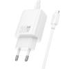 Зарядно устройство HOCO N62 220V 30W / Type C to Lightning - бяло