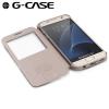 Луксозен калъф Flip тефтер S-View G-CASE Classic Series за Samsung Galaxy S7 Edge G935 - златист