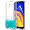 Луксозен твърд гръб 3D Water Case за Samsung Galaxy J4 Plus 2018 - прозрачен / течен гръб с брокат / тюркоаз