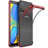 Луксозен силиконов калъф / гръб / TPU за Samsung Galaxy A10 - прозрачен / червен кант
