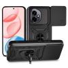 Удароустойчив гръб TPU кейс Slide Camera Case Magnetic Finger Ring Car Holder за Honor 400 5G - черен