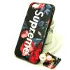 Луксозен твърд гръб със стойка за Apple iPhone 6 / iPhone 6S - черен / цветя / Supreme