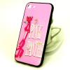 Луксозен стъклен твърд гръб със силиконов кант и камъни за Apple iPhone 7 Plus / iPhone 8 Plus - светло розов / The Pink Panther
