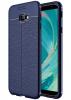 Луксозен силиконов калъф / гръб / TPU за Samsung Galaxy J4 Plus 2018 - тъмно син / имитиращ кожа