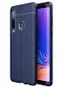 Луксозен силиконов калъф / гръб / TPU за Samsung Galaxy A9 A920F 2018 - тъмно син / имитиращ кожа