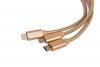 USB кабел 1.2М 3 в 1, Micro USB, Type C за Apple iPhone 6 / iPhone 6S - златист