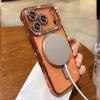 Луксозен силиконов калъф / гръб / TPU кейс със MagSafe за iPhone 17 Pro Max - прозрачен със розов кант и камъни