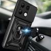 Удароустойчив гръб TPU кейс Slide Camera Case Magnetic Finger Ring Car Holder за Xiaomi Redmi Note 13 4G - черен