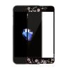 Стъклен скрийн протектор / 9H HD Full Tempered Glass Film Kauaro Swarovski Screen Protector / за дисплей нa Apple iPhone 7 - черен / розови цветя