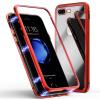 Магнитен калъф Bumper Case 360° FULL за Apple iPhone 7 Plus / iPhone 8 Plus - прозрачен / червена рамка