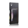 Луксозен твърд гръб с кожа и визитник за Sony Xperia Z5 - черен