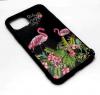 Луксозен силиконов калъф / гръб / TPU за Apple iPhone 11 Pro 5.8" - черен с цветя и фламинго