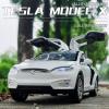 Метална кола с отварящи се врати капаци светлини и звуци Tesla Model X 1:24 - Синя