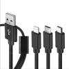 Универсален USB кабел Type-C 3в1 1.2М Micro USB / iPhone USB Data Cable - черен
