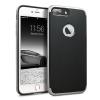 Луксозен силиконов калъф / гръб / TPU за Apple iPhone 7 Plus - черен със сребрист кант / carbon