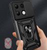 Удароустойчив гръб TPU кейс Slide Camera Case Magnetic Finger Ring Car Holder за Xiaomi Redmi Note 13 4G - черен