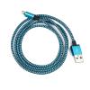 Micro USB кабел за зареждане и пренос на данни с дължина 2m за Samsung, LG, HTC, Sony, Lenovo и други - синьо и черно