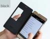 Кожен калъф Flip Cover S View ROCK Smart Phone Case тип тефтер за Huawei Ascend P8 - черен