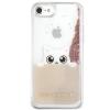 Оригинален калъф / твърд гръб / 3D KARL LAGERFELD Choupette Sunglasses Liquid Glitter Case за Apple iPhone 7 / iPhone 8 - прозрачен / розов брокат / Cat