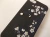 Луксозен заден предпазен твърд гръб / капак / с камъни за Apple iPhone 5 / iPhone 5S - черен с бели цветя