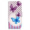 Кожен калъф Flip тефтер със стойка за Apple iPhone 7 - Butterflise / пеперуди / розов 