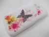 Заден предпазен твърд гръб / капак / за Samsung Galaxy S3 i9300 / Samsung SIII i9300 - бял с цветя и пеперуда