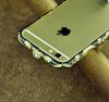 Луксозен метален бъмпер / Bumper за Apple iPhone 6 Plus 5.5" - черен / златен кант и камъни