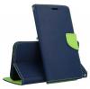 Кожен калъф Flip тефтер със стойка MERCURY Fancy Diary за Samsung Galaxy A12 - тъмно син със зелено