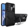 Удароустойчив гръб TPU кейс Slide Camera Case Magnetic Finger Ring Car Holder за Samsung Galaxy A25 5G - черен