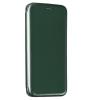 Луксозен кожен калъф Flip тефтер със стойка OPEN за Samsung Galaxy A22 4G - тъмно зелен
