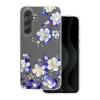 Луксозен силиконов калъф / кейс / Floral Case TPU за Samsung Galaxy A35 - прозрачен / сини цветя