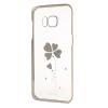 Луксозен твърд гръб X-FITTED Swarovski Diamond за Samsung Galaxy S7 Edge G935 - прозрачен със златист кант / Crystal Lucky Clover