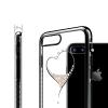 Луксозен твърд гръб KINGXBAR Swarovski Diamond за Apple iPhone 7 / iPhone 8 - прозрачен / черен кант / сърце