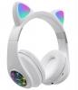 Стерео LED слушалки Bluetooth Cat Ear / Wireless Headphones / безжични LED слушалки Cat Ear M2 - бели