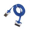USB кабел за Apple iPhone 4 / iPhone 4S - тъмно синьо и бяло / плосък