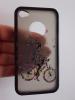 Заден предпазен твърд гръб / капак / със силиконов кант за Apple iPhone 4 / 4S - момиче с колело / черен прозрачен
