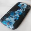 Силиконов калъф / гръб / TPU за Samsung Galaxy S4 Mini I9190 / I9192 / I9195 - черен със сини цветя