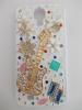 Луксозен заден предпазен твърд гръб / капак / с цветни камъни за Samsung Galaxy S4 I9500 / Samsung S4 i9505 - бял с китара