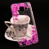 Луксозен силиконов калъф / гръб / TPU с камъни за Samsung Galaxy A3 2016 A310 - прозрачен / розови цветя