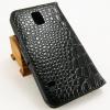 Кожен калъф Flip тефтер Croco за Samsung G900 Galaxy S5 / Galaxy S5 Neo G903 - черен с камъни