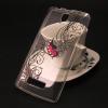 Луксозен силиконов калъф / гръб / TPU с камъни за Lenovo A2010 - прозрачен / розова пеперуда