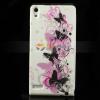 Силиконов калъф / гръб / TPU за Huawei Ascend P6 - бял с черни и розови пеперуди