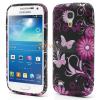 Силиконов калъф / гръб / ТПУ за Samsung Galaxy S4 mini i9190 / Galaxy S4 mini Dual i9192 / S4 mini i9195 - черен с розови цветя и пеперуди